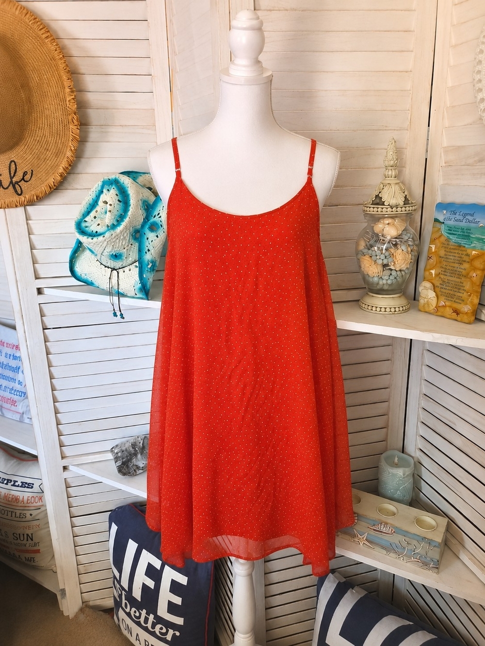 Patterson J Kinkaid Red Summer Dress Size L